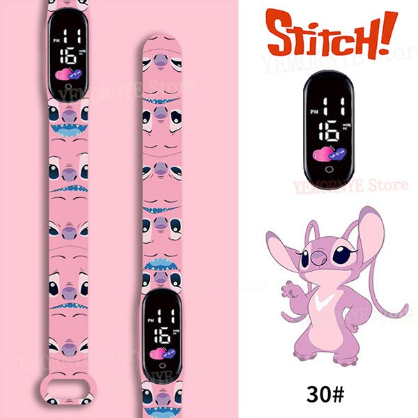 Disney Stitch Digital Kids' Watches Anime Figures LED Luminous Watch Touch Waterproof Electronic Sports Watch Kids Birthday Gift