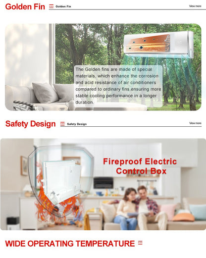 Ar Condicionado de Alta Eficiência 12000 BTU Aletas Douradas, Controle Inteligente Wi-Fi, Inversor DC, Montado na Parede 1.5hp