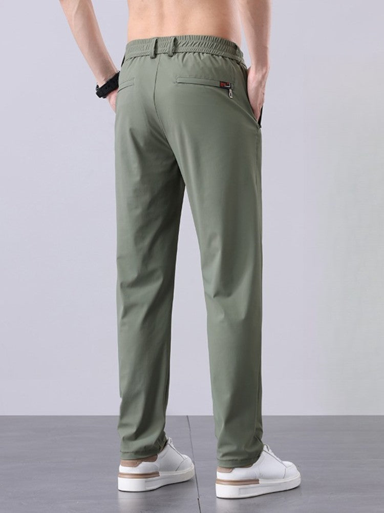 Summer New Men's Ice Silk Pants Korean Y2K All Match Elastic Sweatpants Office Business Casual Fashion Straight Suit Trousers
