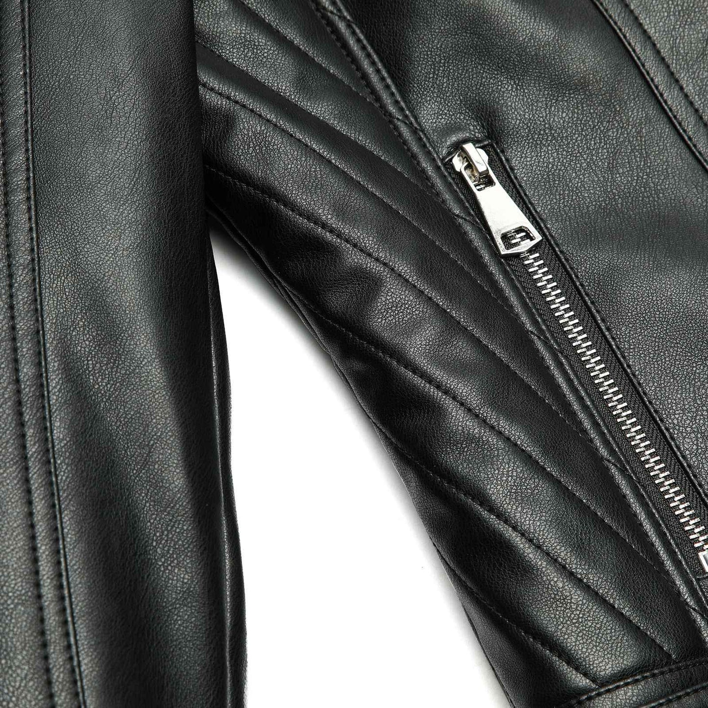 ? Biker Style Pu Leather Jacket for Women - Vegan Faux Motorcycle Jacket with Zipper & Buttons (Black/White/Red/Green)