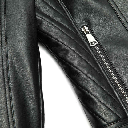 ? Biker Style Pu Leather Jacket for Women - Vegan Faux Motorcycle Jacket with Zipper & Buttons (Black/White/Red/Green)