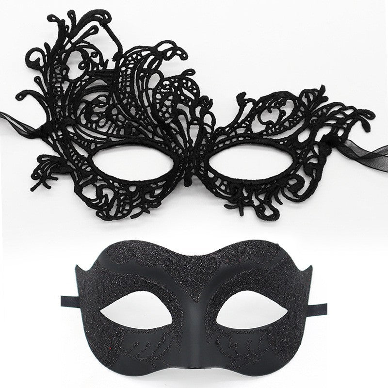 2Pcs Couples Gold Purple Black Blue Lace Masks Butterfly Venetian Face Cover for Mardi Gras Halloween Masquerade Party Costume