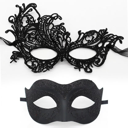 2Pcs Couples Gold Purple Black Blue Lace Masks Butterfly Venetian Face Cover for Mardi Gras Halloween Masquerade Party Costume