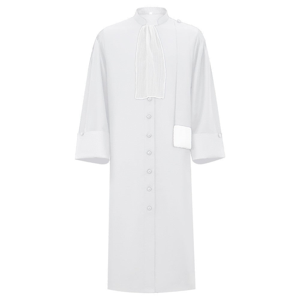 Barrister Robe Medieval Lawyer Costume with Pleated Jabot Collar Clergy Choir Robe Vintage Priest Cosplay Outfit
