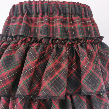 Pink Skirt Japanese College Style Youth Girl Plaid Skirt Female High Waist Slim Lolita Cosplay Y2k Skirt Goth Skirt