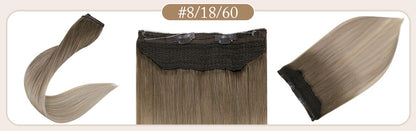 Full Shine Fishing Wire Hair Extensions Cabelo Humano Real Hair Extensions Apliques Para Mulheres Fio Secreto Grosso
