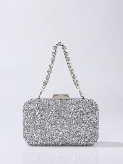 Luxury Elegant Sequined Clutch Bag Trendy Glitter Diamonds Metal Buckle Evening Bag Wedding Clutch Handbag Shoulder Bag Chain