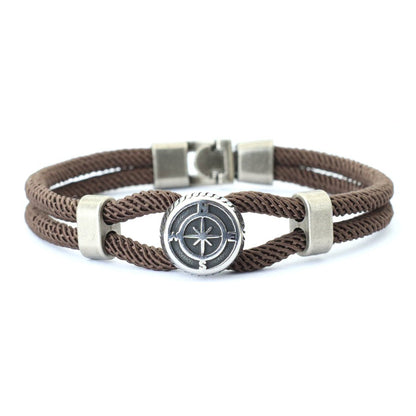 Nova Pulseira Bússola Masculina Viking Corda Náutica Bracelete Feito à Mão Trançado Acessórios Surfista Homem Pulseira Fio Náutico