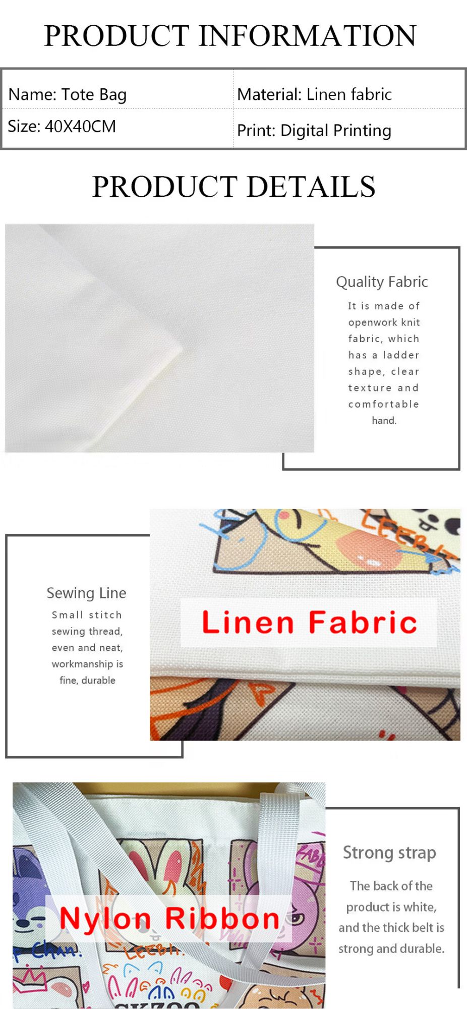 Butterfly Cat Pattern Bag High-Definition Digital Printed Shopping Bag Environmentally Friendly And Portable Linen Bag 7.2