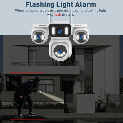 LS VISION 20MP IP Camera with 5m Cord 12X Zoom WiFi Security Cameras 4 Screens Night Vision Human Detection Auto Tracking HiEasy