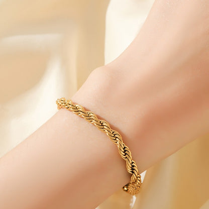 Pulseira de Corrente de Contas de Aço Inoxidável 316L EILIECK para Mulheres, Charme de Metal Banhado a Ouro 18K, Joia Moderna com Design Exclusivo
