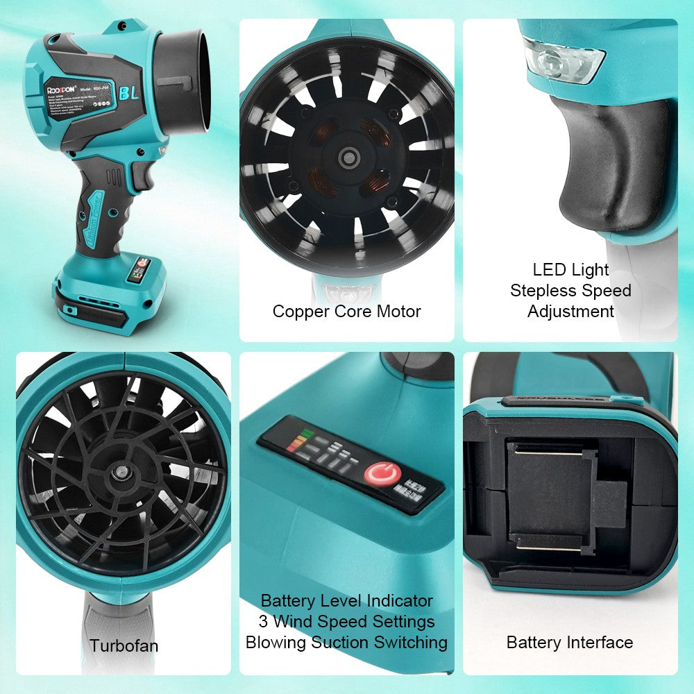 Sopradores Elétricos Turbo de 3 Velocidades, Sem Escovas, Sem Fio, Soprador de Ar Elétrico Portátil, Ferramentas de Soprador de Pó para Bateria Makita (Sem Bateria)