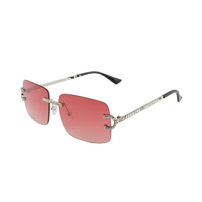 Fashion Rimless Square Sunglasses Vintage Diamond Brand Design Cut Lens Sun Glasses Men Women Metal Frame Luxury UV400 Eyewear