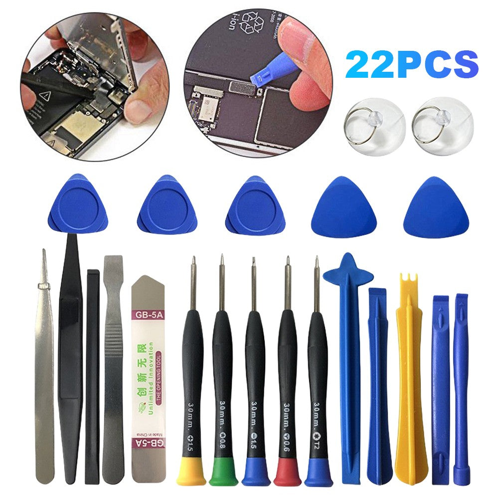 Conjunto de 22 Ferramentas para Reparo de Celulares, Chaves de Fenda, Kit de Manutenção para Abrir iPhone, iPad, Tablet, Laptop, Ferramentas Manuais para Desmontagem