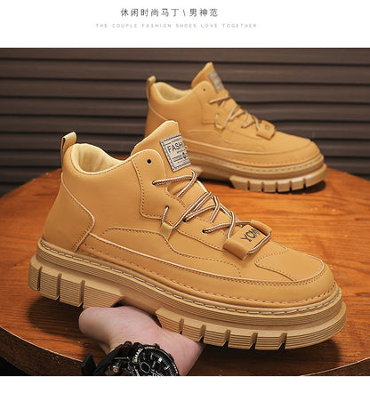 Men's boots four season high-top Joker thick-sole casual boots soft-sole non-slip comfort outdoor boots fashion youth work boots