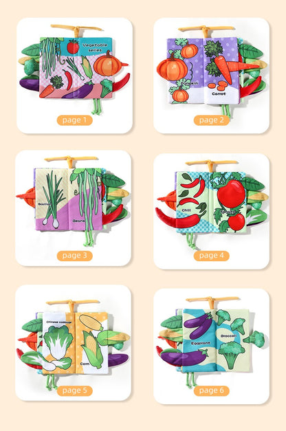 Baby Cloth Book 6-page 0-3 Year Old Infant Early Education Toys Vegetable Enlightenment Cognition Cloth Book Baby Toys