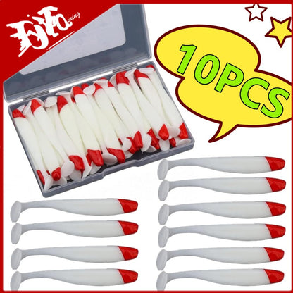 Nova isca macia de silicone 10-1PC, swimbaits, minhoca artificial, isca macia, wobblers de peixe, isca de pesca de carpa baixo, cauda em T 5.5/7/9cm