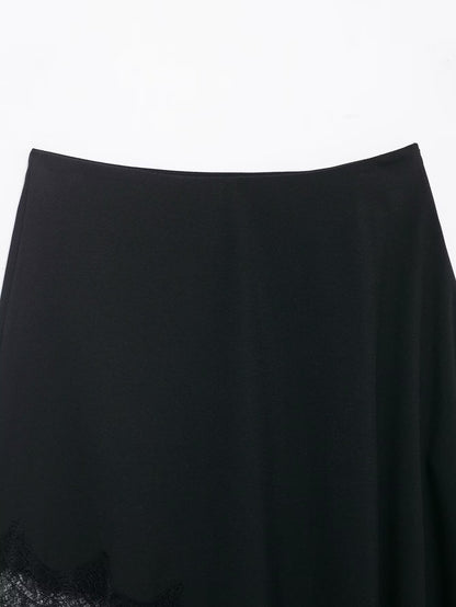 HH Women 2025 New Fashion Simple Asymmetrical Lace Skirt Female Elegant Sexy Silk Satin Texture Mid-Waist Casual Versatile Skirt