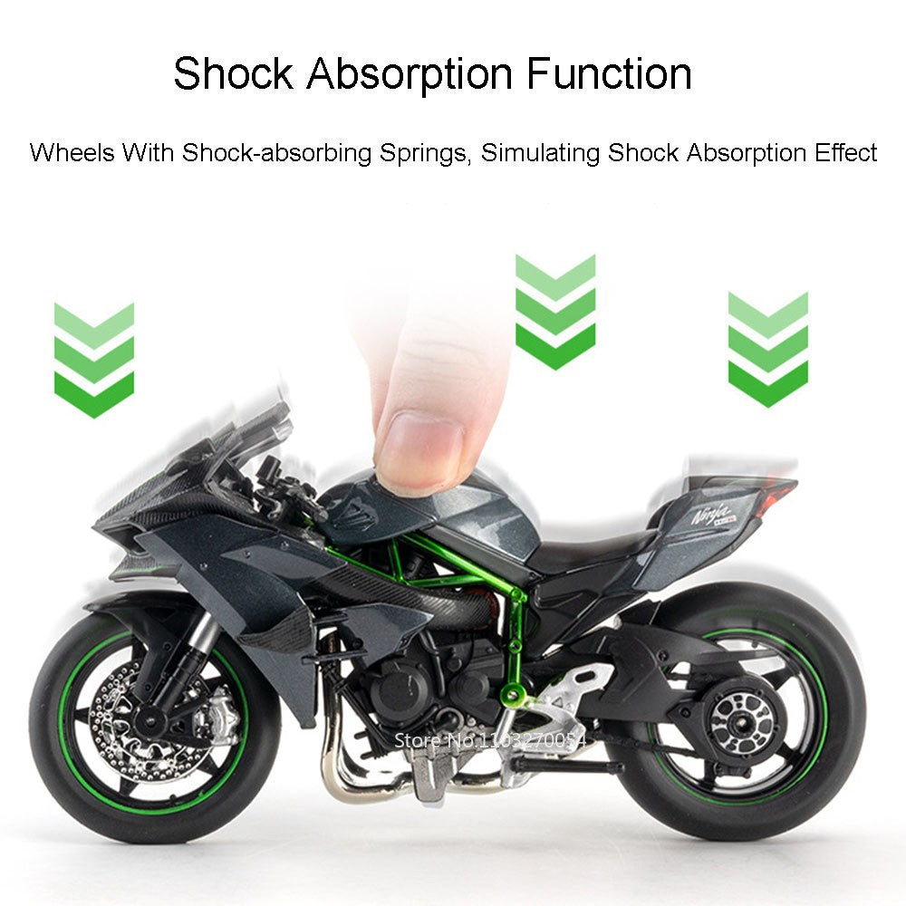 1:12 Kawasaki H2R BWM S1000RR Liga Motocicleta Brinquedos Diecast Carro em Miniatura Direção Roda Dianteira Moto Presente de Natal Crianças