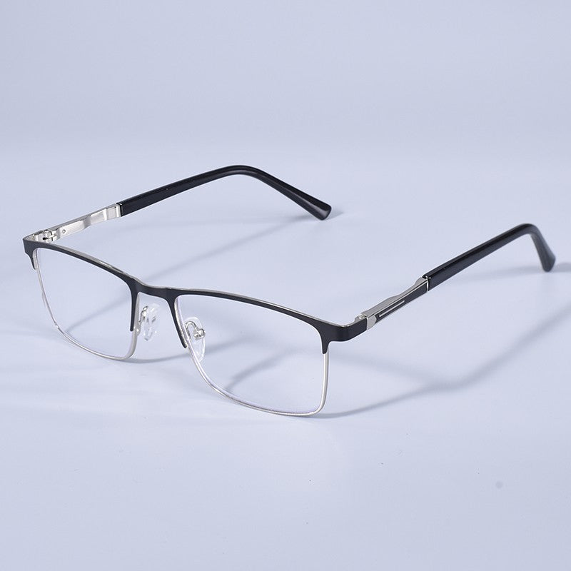 Anti Blue Light Men Reading Glasses Metal Full Frame Business Eyeglasses For Men Square Double Color Reading Eyewear +100+150