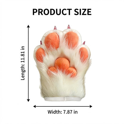 Realistic Fursuit Paws Gloves Soft Plush Furry Animal Paws with Claws for Cosplay Halloween Party Unisex Adult