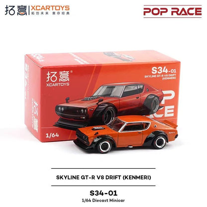 POP RACE 1/64 Porsche RWB Skyline GTR PANDEM DATSUN Mazda RX7 Toyota Coleção de Carros Miniatura de Liga Fundida em Vitrine