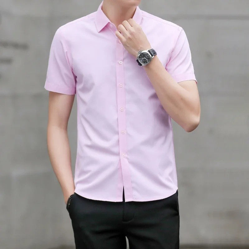 Summer Short Sleeve Men's Dress Shirt Anti-Wrinkle Easy Care Workwear Formal Business Suit Shirt for Sales Professional