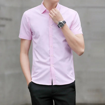 Summer Short Sleeve Men's Dress Shirt Anti-Wrinkle Easy Care Workwear Formal Business Suit Shirt for Sales Professional