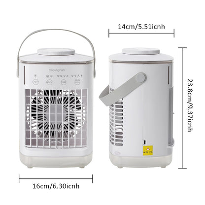 Ar Condicionado Portátil Ventilador de Mesa Spray Duplo Atomização Ultrassônica 3/4 Velocidades Silencioso Refrigerador de Ar Luz Noturna Ventilador Elétrico Doméstico