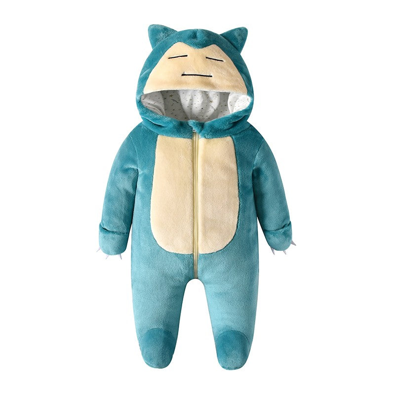 Pokemon Pikachu Snorlax Baby Clothes  Baby Jumpsuit Pajamas Newborn Bodysuit 0-3 Years Old Cosplay Costume Hooded Onesie