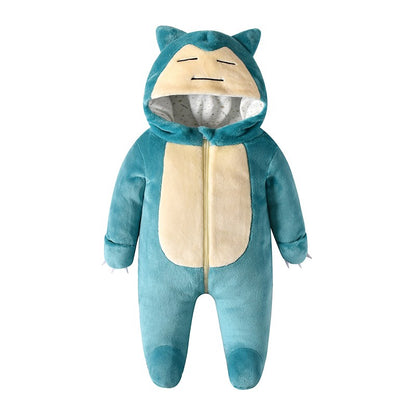 Pokemon Pikachu Snorlax Baby Clothes  Baby Jumpsuit Pajamas Newborn Bodysuit 0-3 Years Old Cosplay Costume Hooded Onesie