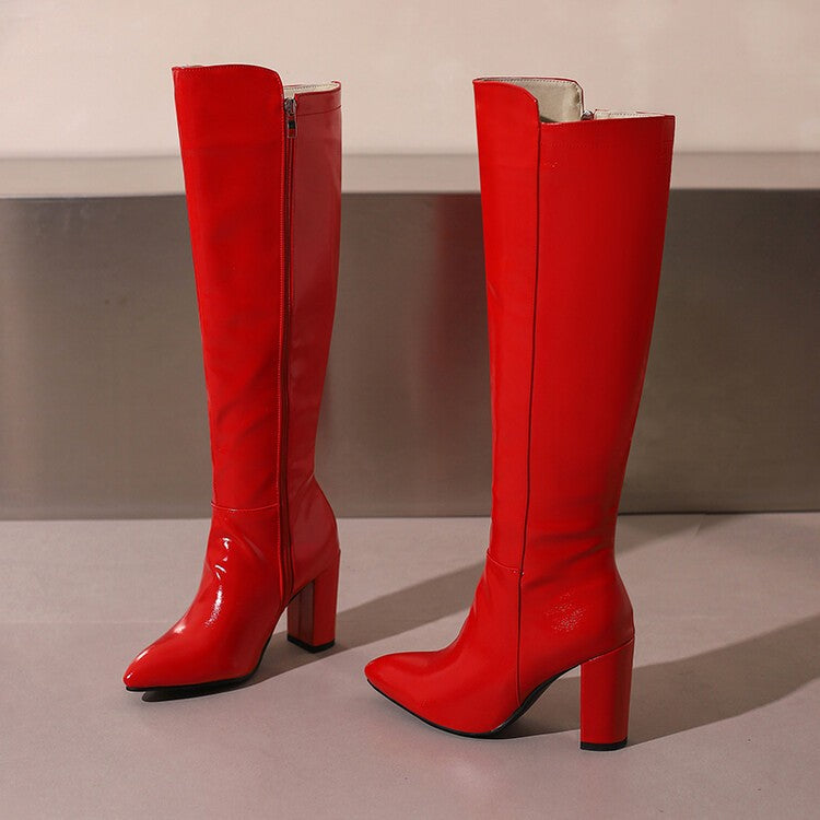 Fashion Women's Knee-High Boots 2024 Winter Warm Shoes Female Pointy Party Office High Heels Outdoors Long Boots Size 44 45 46