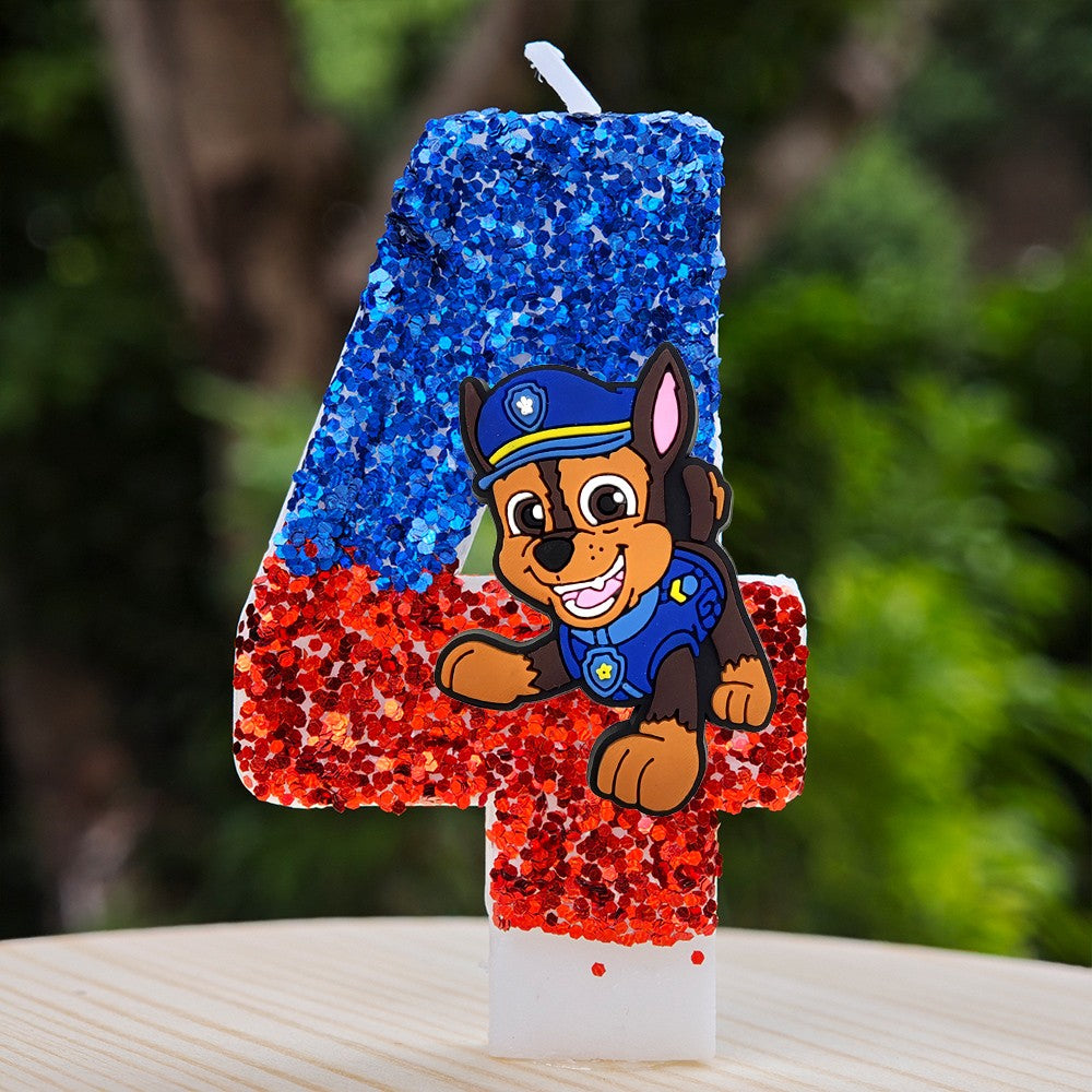 Paw Patrol Candle 0-9 Number Candle Paw Patrol Cartoon Character Party Cake Plug-in Birthday Cake Decoration Baby Shower Gift
