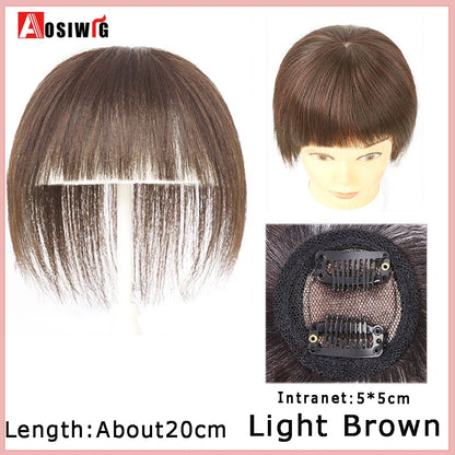 Perucas de cabelo encaracolado sintético AOSI castanho preto, substituição de extensões de cabelo tipo topete, apliques femininos com franja