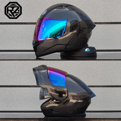 ORZ Capacete Integral Personalizado para Motocicleta Masculino Feminino Moda Capacete com Lente Dupla Capacete de Motocross de Corrida Modular Articulado Casco Moto