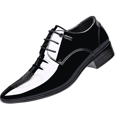 Men's Casual Dress Shoes Mesh Pattern Derby Shoe Classic Lace-up Pointed Formal Oxford Tuxedo Shoes For Men