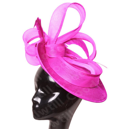 Noiva Casamento Malha Fascinators Chapéu Igreja Senhoras Mulheres Derby Chapéu Grande Fascinator Festa Evento Enfeite de Cabeça Noiva Casamento Pillbox Cap