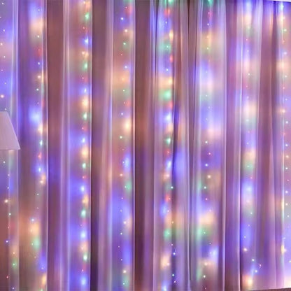 3/6M USB LED Curtain 8Modes Remote Control Lights Holiday Wedding Garland for Bedroom Living Room Decor Ramadan Decorations