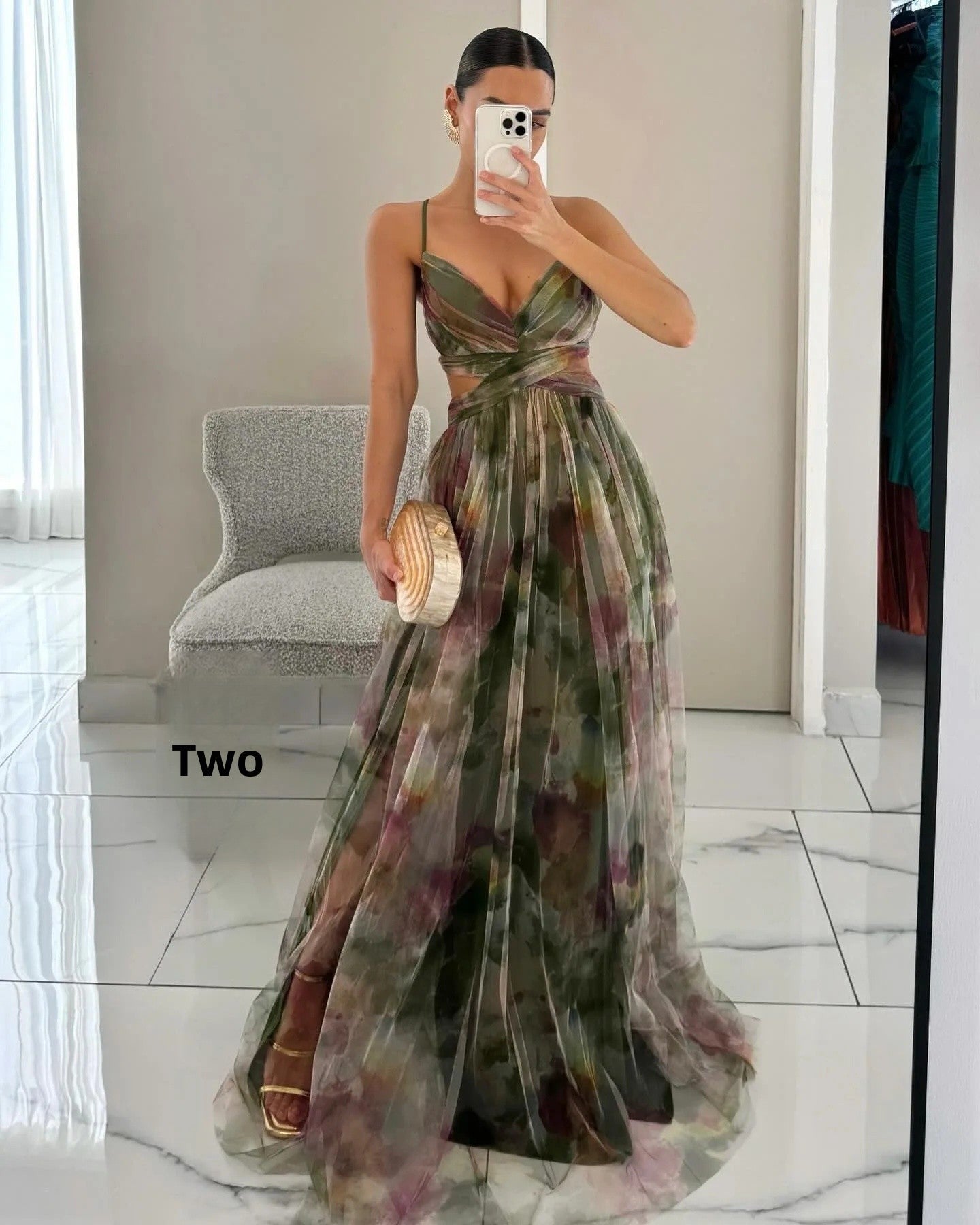 Summer Spring Off-Shoulder Lace Print Halter Dress Casual Party Holiday Dress V-Neck Floor-Length Polyester Fiber Dress