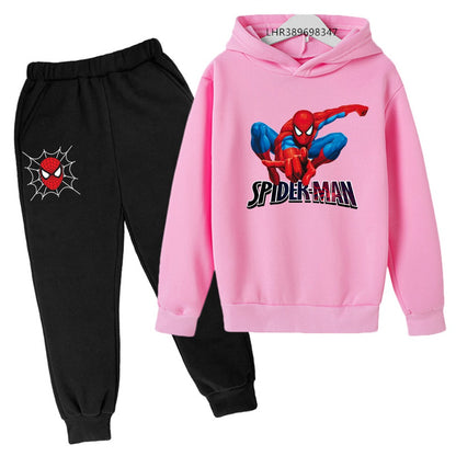 Autumn winter children's hoodie Spider-Man clothing leisure outerwear sweatshirt +pants set  Suitable 3-12 years Boys girls gift