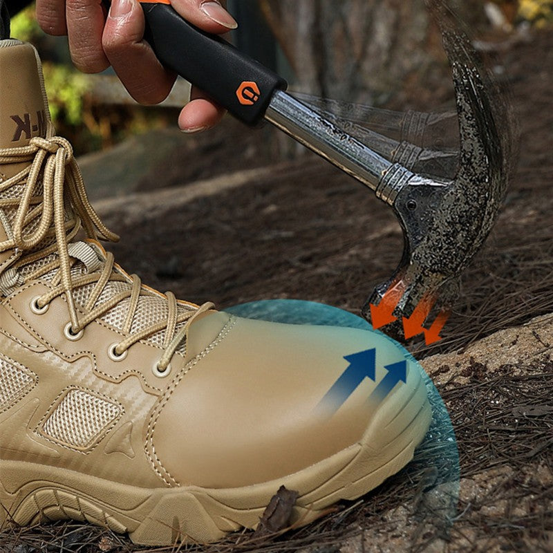 Botas de Segurança Masculinas Impermeáveis para Exteriores com Bico de Aço, Botas de Trabalho Masculinas Antiesmagamento com Bico de Aço, Tamanho 47