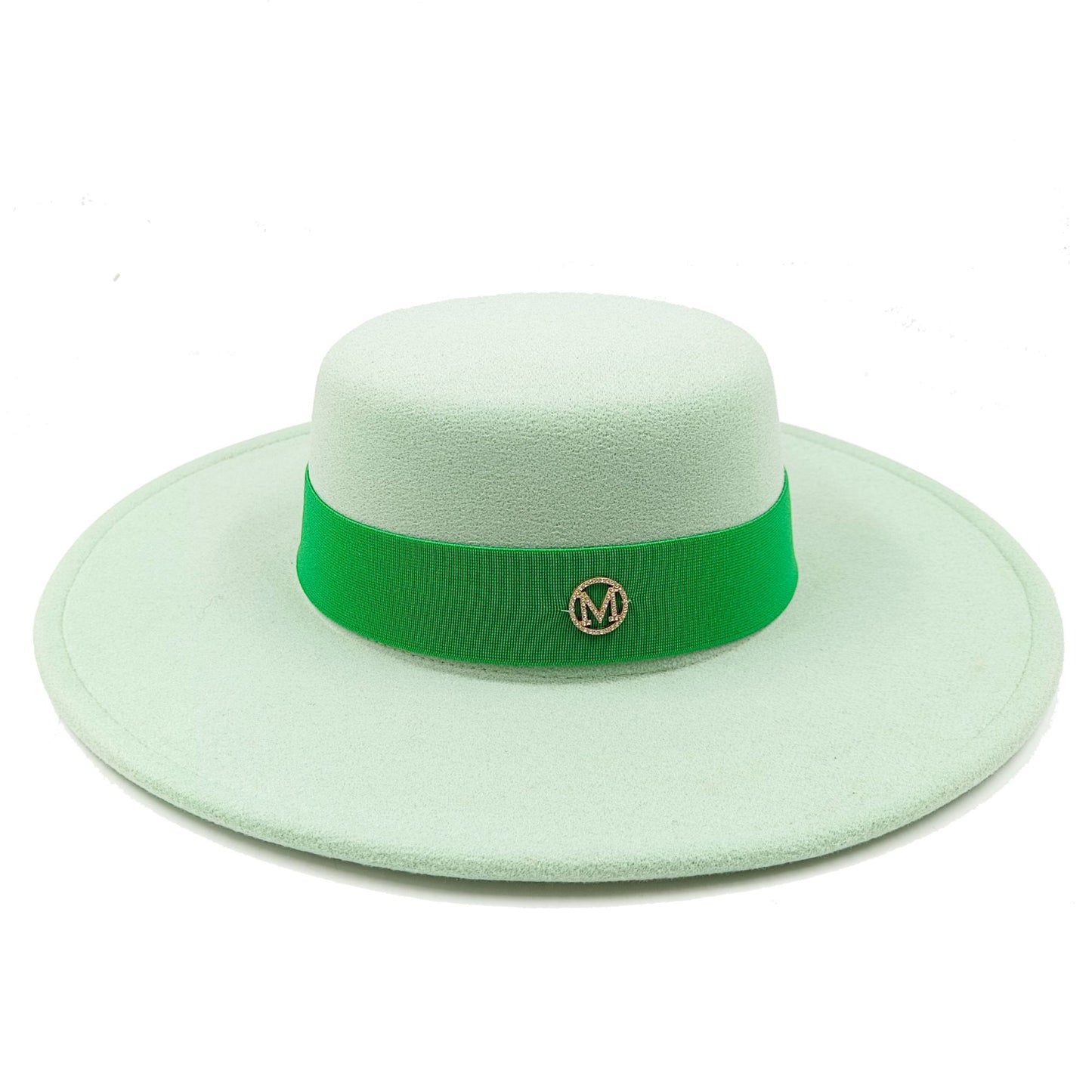 2022 new oversized edge flat top hat retro French felt hat outdoor sun hat women's big-brimmed fedora hat