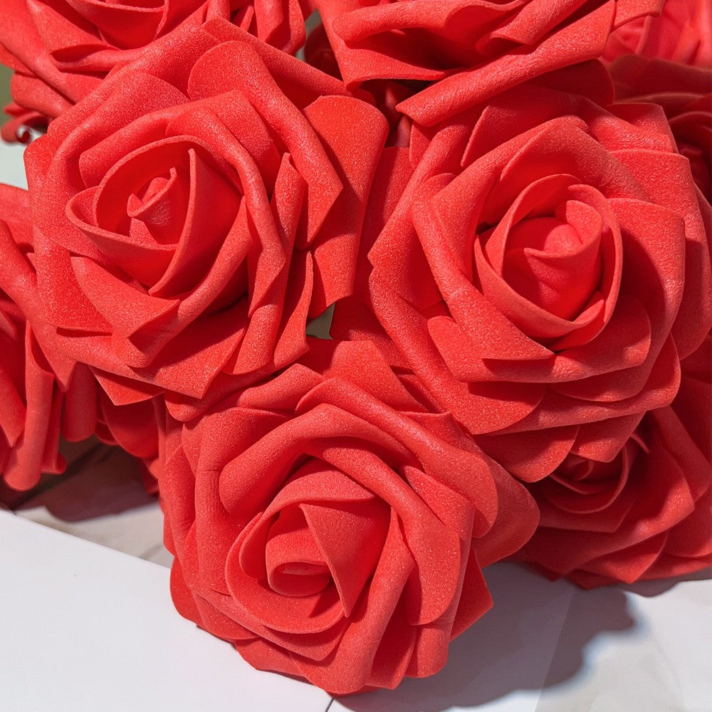 5-100pcs Fake Rose Flower Green Leaves for Valentine's Day Wedding Birthday Party Artificial Roses Heads with Stems Supplies
