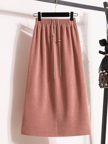 Women's New Style High-Waist Plus Size Skirts Elastic Waist Solid Wrap Buttocks Autumn Winter 2025 Versatile Straight Leg Skirt