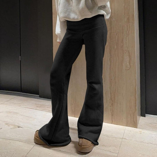 Elegant Solid Basic Flare Pants Fashion Women Low Waist Elastic Y2K Hot Girl Autumn 2025 New SweatPant Chic Streetwear Trousers