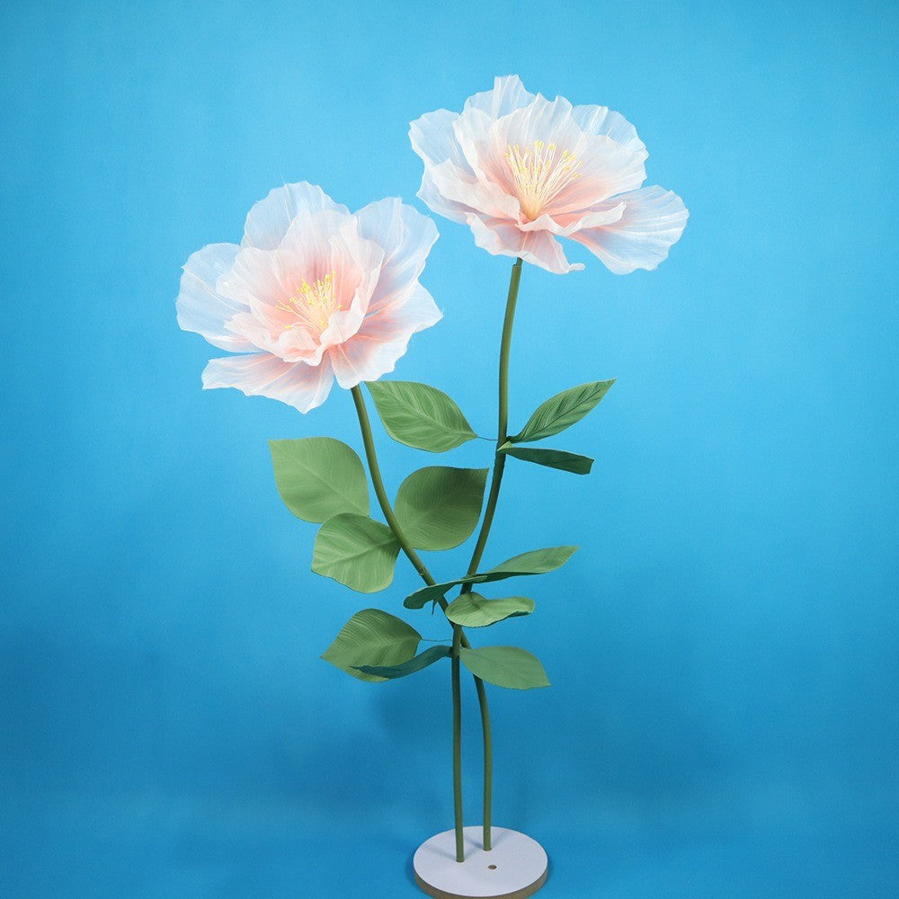 30/40/50cm Artificial Peach Blossoms Giant Gauze 3D Fluffy Petals Large Flower Head Floor Display Wedding Landscaping
