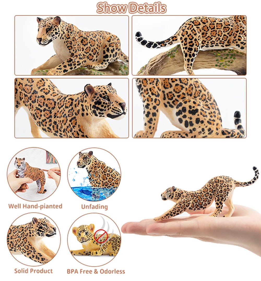 7Pcs Simulation Cheetah Family Wildlife Animal Model Toy Mini Jaguars Figures Dolls Action Figurines Toys for Children Set Gift