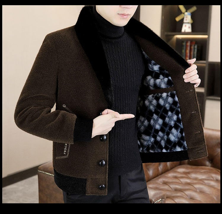 2024 Winter Woolen Jacket for Men Thick and Plush Warm Lapel Trench Coat Casual Business Wool Blends Social Streetwear Overcoat