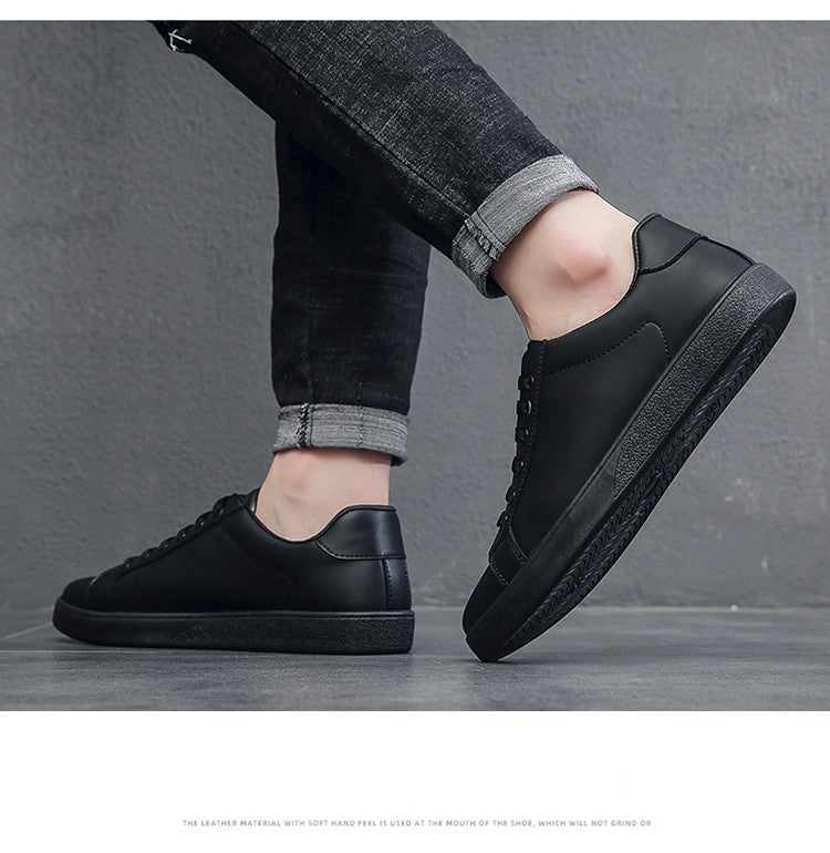 Men's Vulcanized Shoes Casual Low Top Flat Sneakers White Shoes Zapatillas Hombre Chaussure Homme Drop Shipping Leather Black