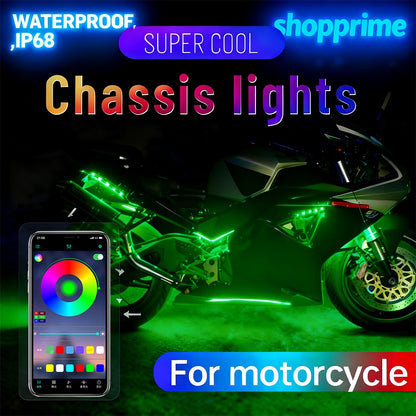 Faixas de Luz Ambiente LED para Moto APP Controle Remoto À Prova D'água Lâmpada Neon RGB Luz de Atmosfera 12V para Decoração de Moto